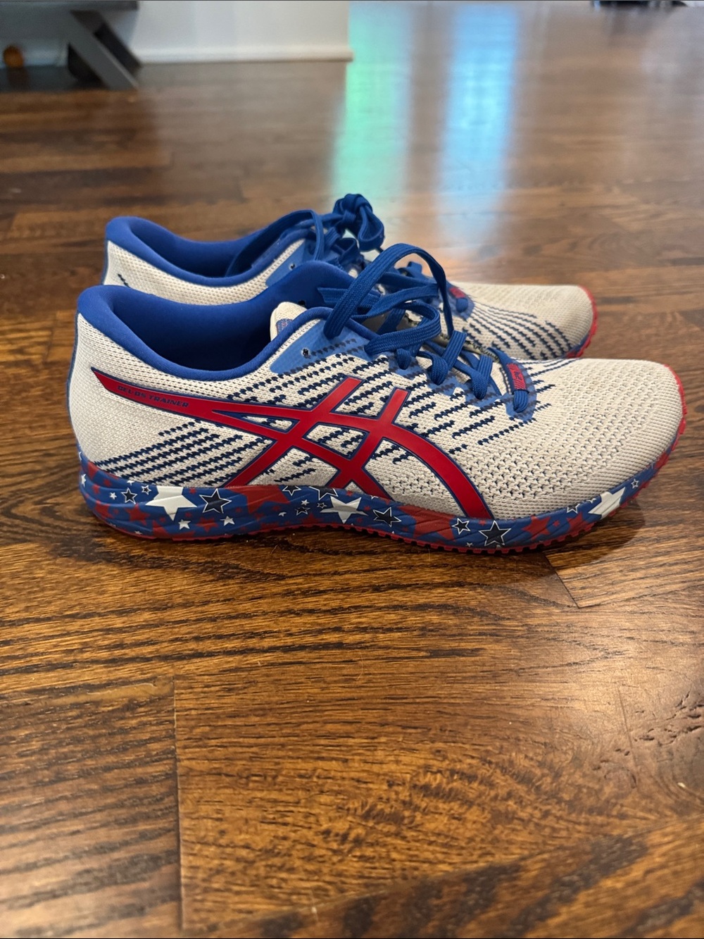 ASICS Womens American USA White & Blue Star-Print Sneakers